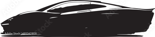 Rear View Silhouette of a Modern Sports Car