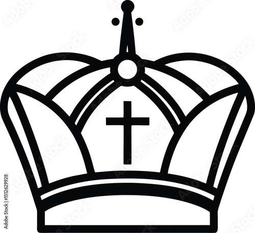  Royal crown silhouette, ornate crown icon, fleur-de-lis detail vector, black regal symbol