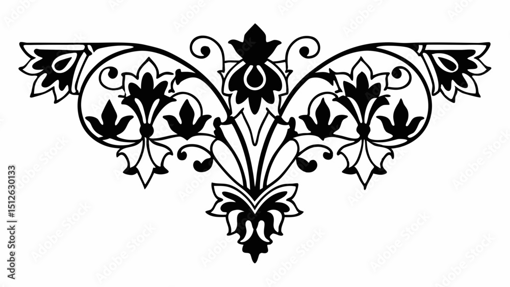 Fototapeta premium Elegant Floral Design Generated AI Art, Black and White Damask Pattern