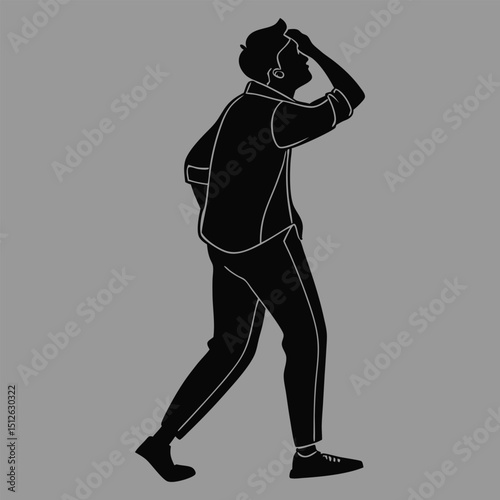a person looking confused silhouette vector design art and illustration