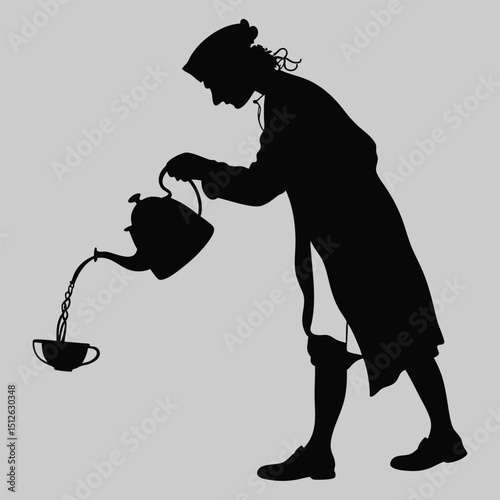 a person pouring tea silhouette vector design art and illustration