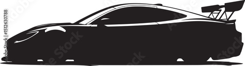 Black Silhouette of a Sports Car with Spoiler