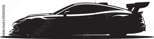 Silhouette of a Modern Sports Car with Spoiler