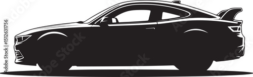 Black Silhouette of a Modern Sports Coupe Car