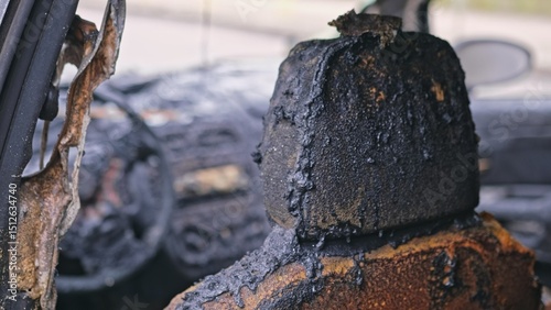 Wallpaper Mural Burnt Car Wreck Interior with Melted Plastic Destroyed in Tragic Deadly Road Accident with Fatalities Torontodigital.ca