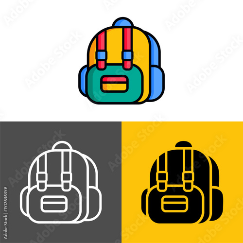 Cute Backpack School Cartoon Illustration