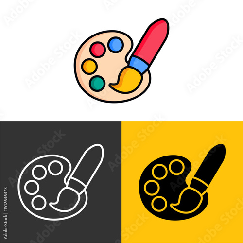 Paint Pallete and Brush Vector Illustration