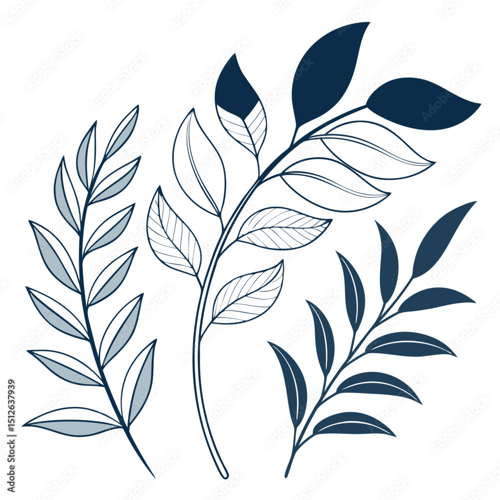 Fototapeta premium abstract vector leaf shapes minimal clean design