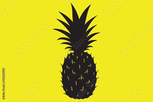 Black Pineapple Silhouette on White Background for Prints