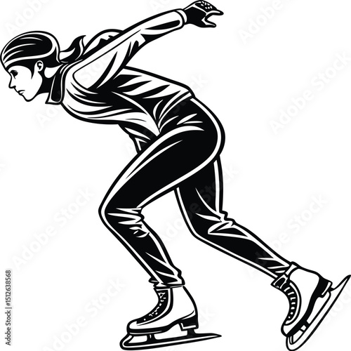 Ice skate silhouette, winter sports shoe, skating boot icon, black vector illustration, cold season activity graphic

