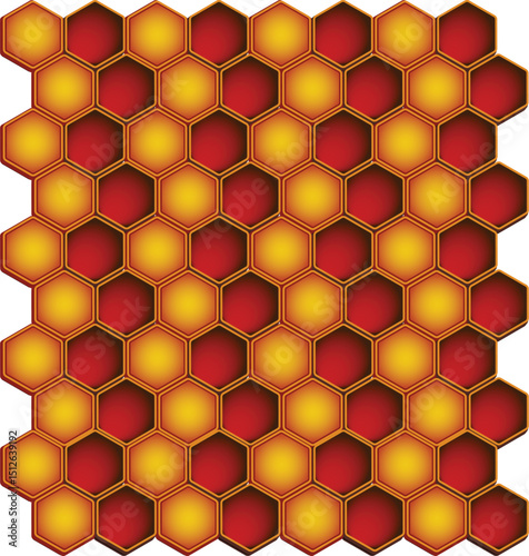 Vector pattern honeycomb, volumetric, bees