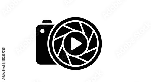 Camera Icon with Play Button in Modern Style  