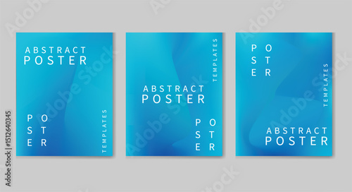  Set of three abstract posters with blue gradient backgrounds. Ideal for tech, branding, corporate design, or minimalist creative projects.