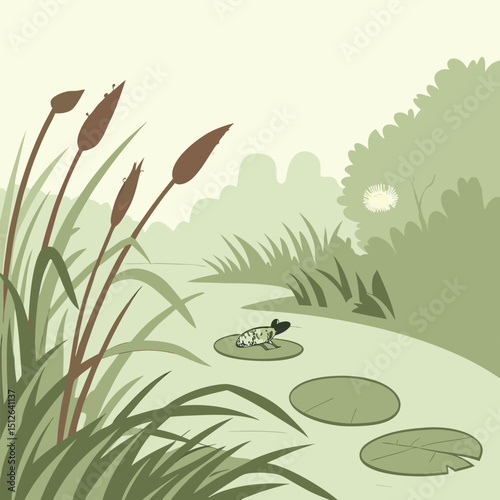 wetland-marsh---frogs--reeds--lily-pads--dragonfl 