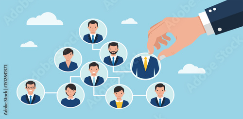 CEO, company leader or executive position, organization chart, hierarchy or team structure, role and responsibility, supervisor, department or division concept, businessman put CEO