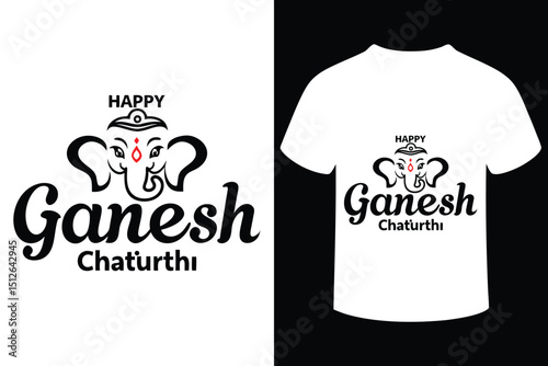 Happy Ganesh Chaturthi Festival T-Shirt Design with Lord Ganesha Illustration