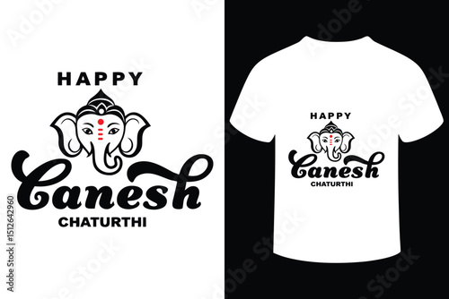 Happy Ganesh Chaturthi Festival T-Shirt Design with Lord Ganesha Illustration