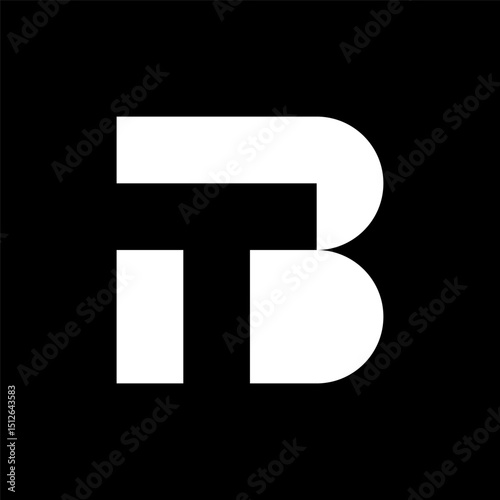 Letter BT or TB simple negative space monogram logo