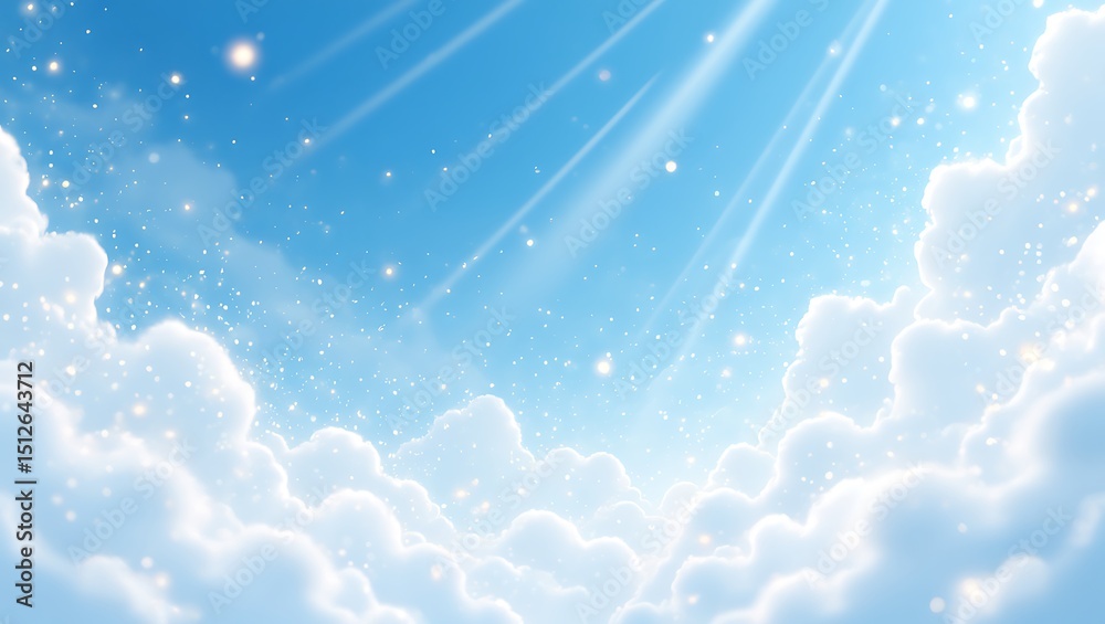 Obraz premium Heavenly Rays A Serene Illustration of Sunbeams Piercing Through Clouds