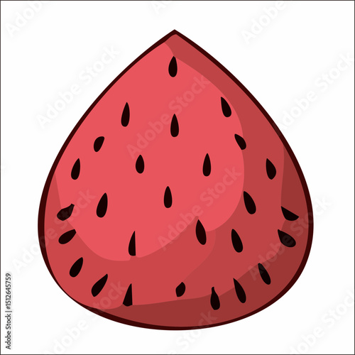 Flat Cartoon Watermelon Slice with Seeds Fresh Healthy Food Illustration