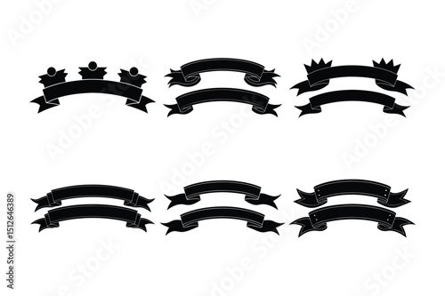 A versatile collection of vintage black and white vector ribbons and banners, perfect for any design or celebration