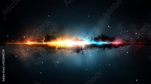 Colorful line of stars in the sky. The stars are in different colors and are scattered throughout the image