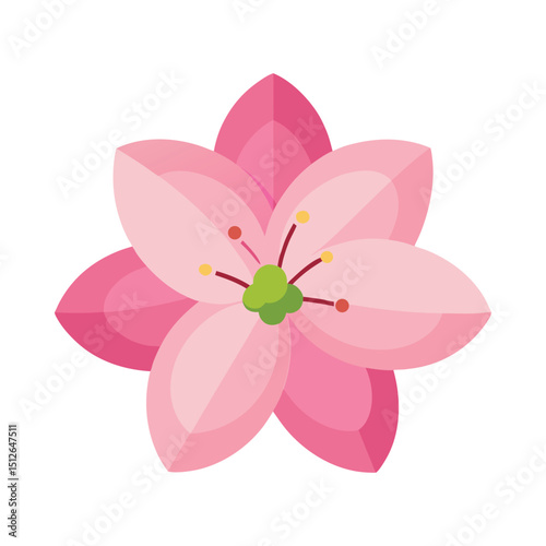 Pink flower blossom vector on white background