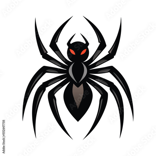 Spider Silhouette vector illustration. Black Widow spider in vector isolated on White. Single Spider Icon or Logo. Good as a design element to Halloween Holidays. spider vector set.