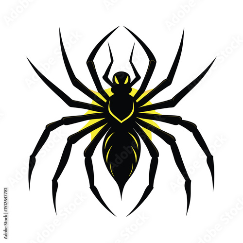Spider Silhouette vector illustration. Black Widow spider in vector isolated on White. Single Spider Icon or Logo. Good as a design element to Halloween Holidays. spider vector set.