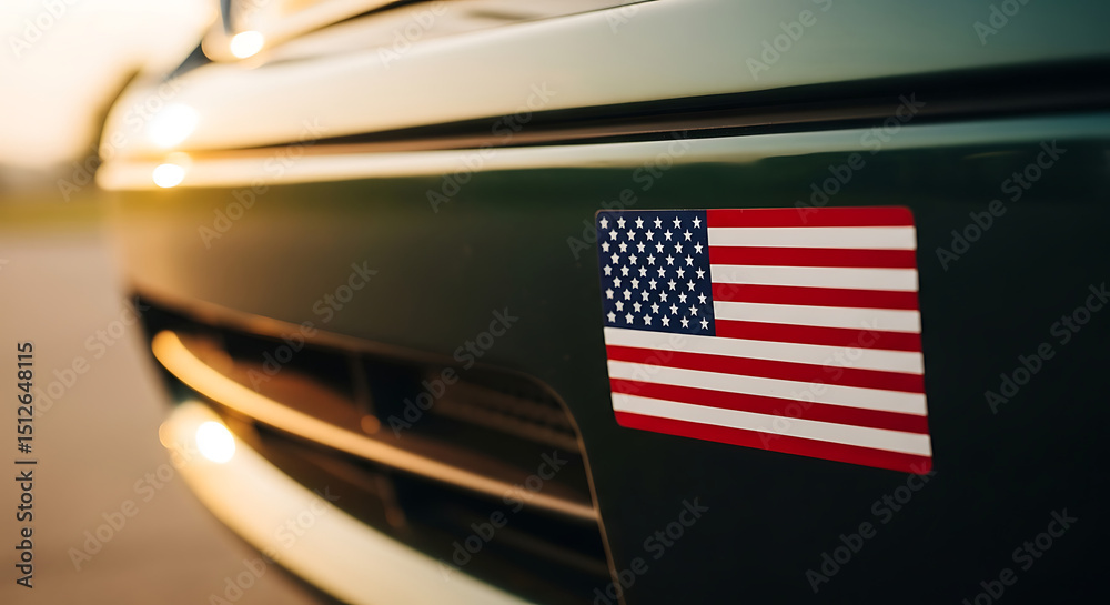 Obraz premium American flag sticker on car bumper. 