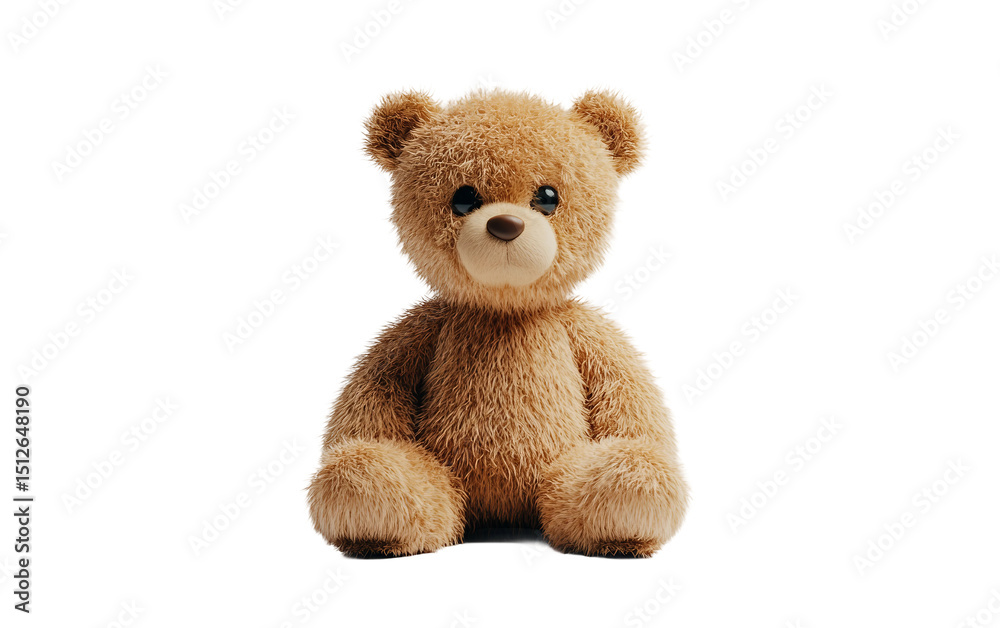 Obraz premium Adorable light brown teddy bear plush toy perfect for hugging and nursery decor isolated on transparent background PNG