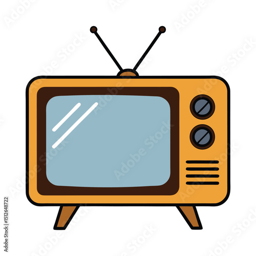 Retro television cartoon vector on white background