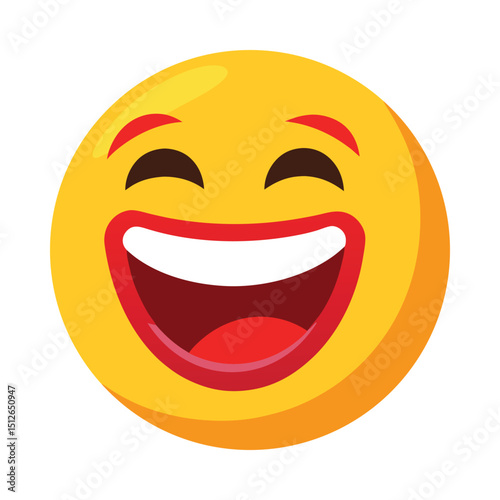Laughing face emoji vector on white background