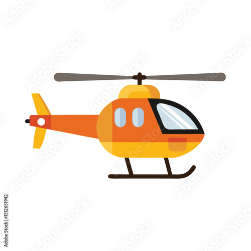 Orange helicopter cartoon vector on white background