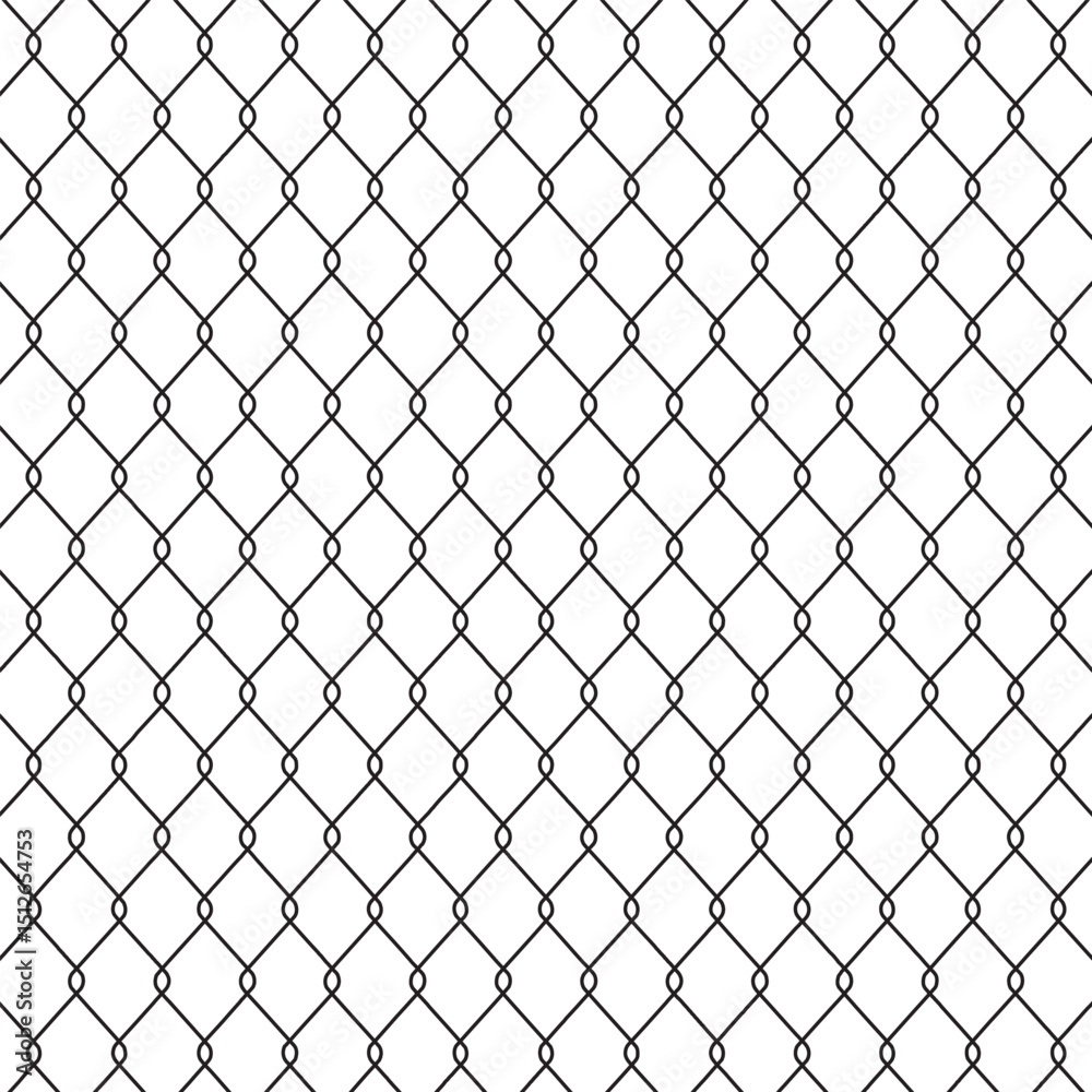 Metal chain link fences. Net texture pattern on white background. Black wired mesh texture. Seamless wire mesh pattern with diamond grid and chain links. Steel texture design for metal fences . Metal chain link fences. Net texture pattern on white background. Black wired mesh texture. Seamless wire mesh pattern with diamond grid and chain links. Steel texture design for metal fences .