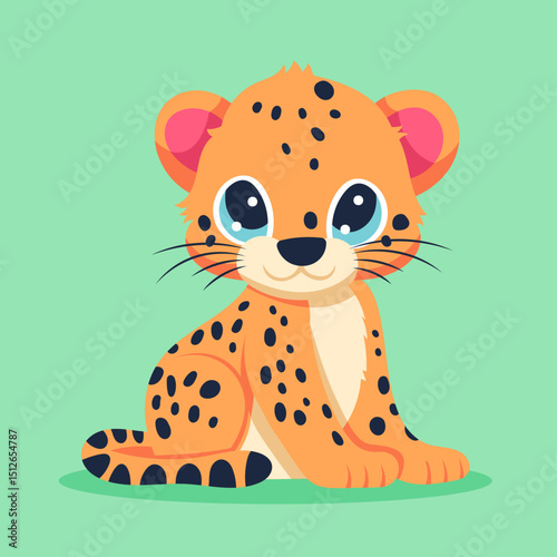 Cute cheetah, cartoon, animal icon, nature concept, isolated