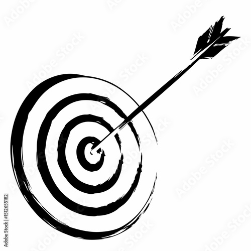 Black and white target with arrow piercing the center