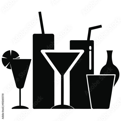  Cocktail and Beverage Glass Silhouettes