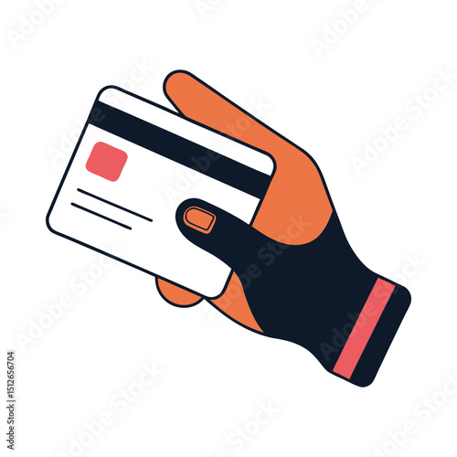Hand holding credit card vector on white background