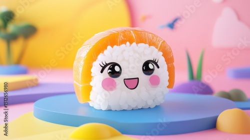 Cute sushi cartoon - cartoon sushi with cute face