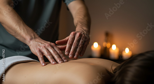Hands giving a back massage.