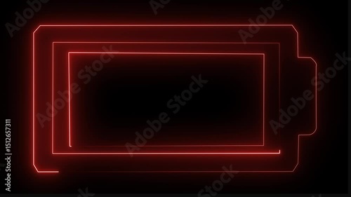 Battery Line Icon Digital battery hologram on future letch background. Innovations and efficiency of power supply evolution. Futuristic battery icon in world of technological progress and innovation. 
