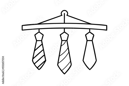 Three neckties hanging on a simple wooden rack