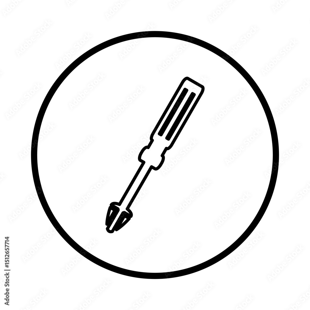 Crosshead screwdriver icon inside minimalist badge. Crosshead screwdriver icon inside minimalist badge.