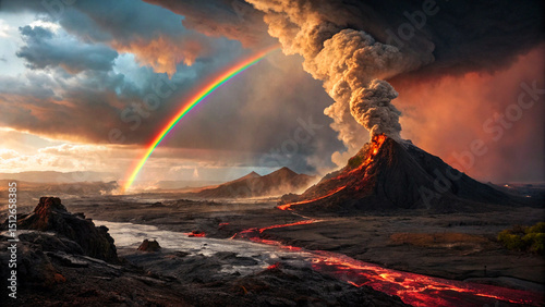 fire in the hill and rainbow