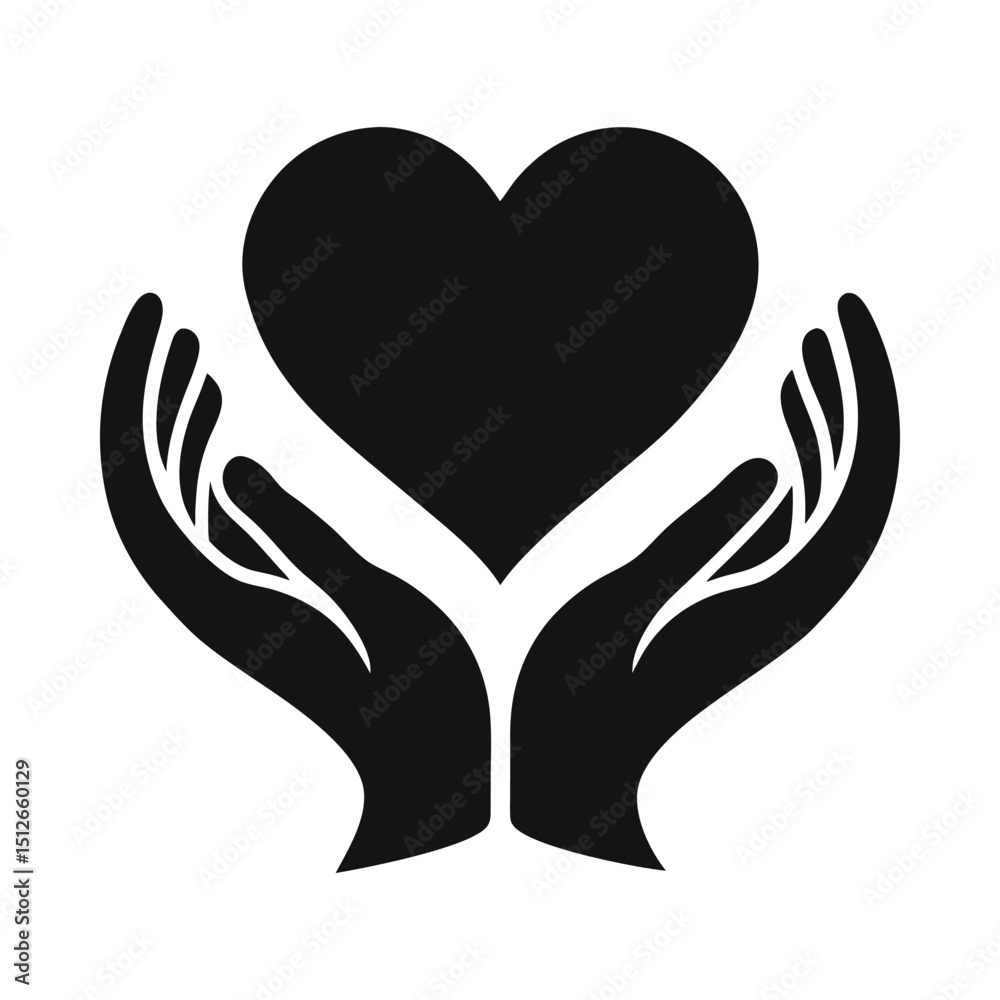 Hands holding heart shape silhouette on white background Hands holding heart shape silhouette on white background