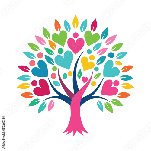Heart tree colorful illustration vector on white background