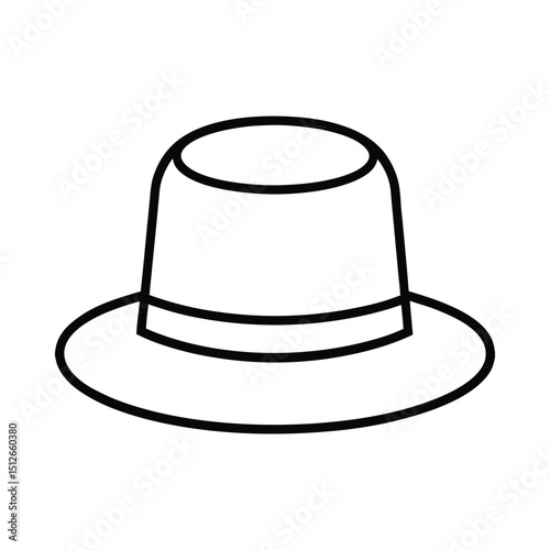 Classic hat outline silhouette on white background