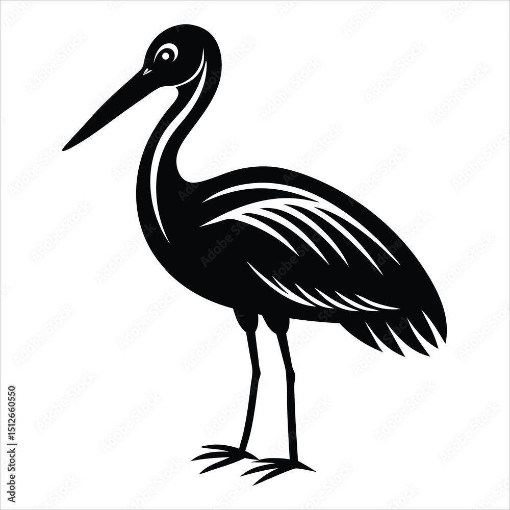 Fototapeta premium heron bird silhouette stork silhouette black vector illustration