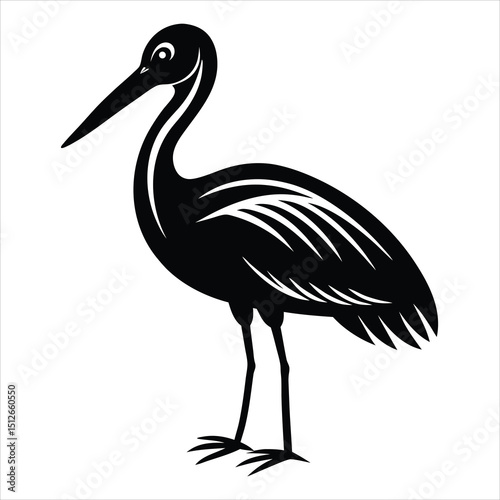 heron bird silhouette stork silhouette black vector illustration